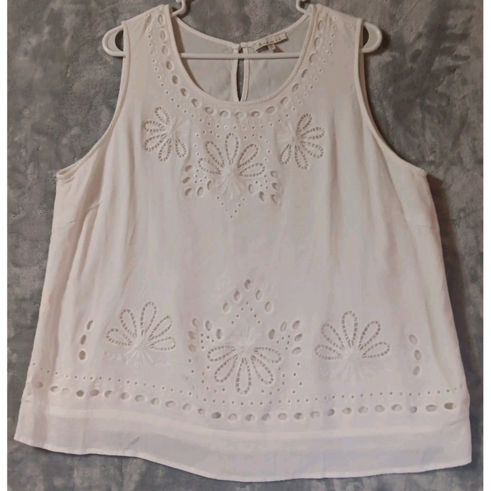 Sleeveless White Eyelet Embroidered Blouse